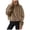 Khaki, variant on Womens Sherpa Pullover Fuzzy Fleece Half Zip Pullover Fluffy Quarter Zip Pullover with Pockets Cropped Sweatshirts Coffee,Size L