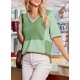thumbnail image 2 of Tops Dokotoo Spring para mujer, camiseta verde de manga corta con cuello en V, 2 of 6