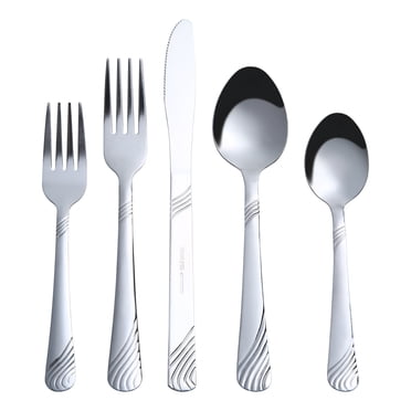 Mainstays Swirl 49 Piece Stainless Steel Flatware and Organizer Tray Set, Silver, Service for 8 3.29 lb