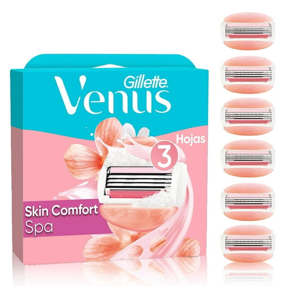 Cartucho de Rastrillo Gillette Venus Spa Rosa con Barras Humectantes y 3 Hojas para Mujer