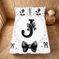 thumbnail image 5 of meiyoeat Lovely Bow Tie Queen Sheets For Bow Girls,Black Initial Letter J Queen Sheet Sets For Kids,4Pcs, 5 of 6