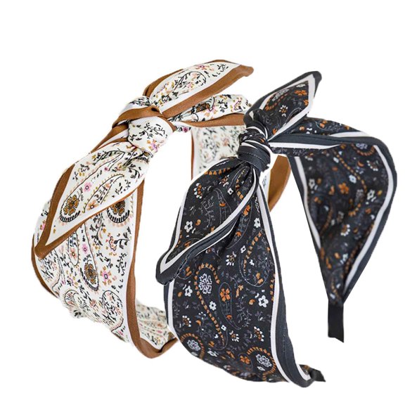 Gzwccvsn Bow Headbands for Women, Knotted Flower Pattern Headband, Elegant Wide Knot Head Bands for Women's Hair (Pink and Blue)