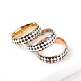 thumbnail image 2 of kurtrusly Checkerboard Pattern Ring Stylish Female Jewelry Simple Colors Geometric Fingers Rings Fashion Accessory Festival Gift Steel Size 9, 2 of 9