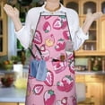 thumbnail image 6 of Strawberry Plants Fruit Dessert Milk Apron-Garden Aprons for Women with Pockets-Cotton Linen Waterproof Kitchen Cooking Gardening Aprons Adjustable for Kitchen,Cooking,BBQ and Salon 33x27 Inch, 6 of 7