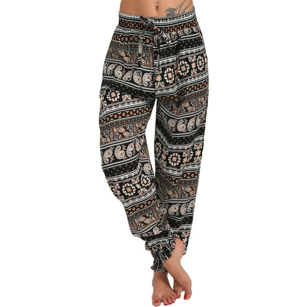 Plus Size Women Comfy Bohemian Tapered Elephant Harem Loose Yoga Travel  Pajama Lounge Pants High Waist Wide Legs Harem Pants Long Pants Trousers -  Walmart.com