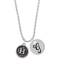 thumbnail image 1 of Delight Jewelry Silvertone Antiqued Round Seal - Initial - H - Silvertone Script Initial Disc - G - Charm Necklace, 20"+3", 1 of 4