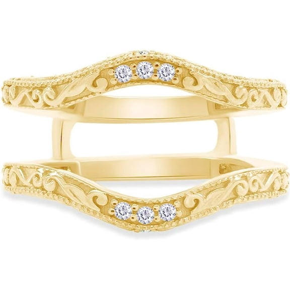 Jewelsyard Created Sparkling Round Cut Moissanite White Diamond 925 Sterling Silver 14K Rose Gold Finish Double Infinity Ring Wedding Enhancer Guard Ring Gift For Women