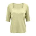 thumbnail image 4 of QASIEATN Short Sleeve Tops for Women Summer Thread Neck T Shirts Loose Fit Casual Lightweight Work Blouse Fall Fashion Outfits, 4 of 9