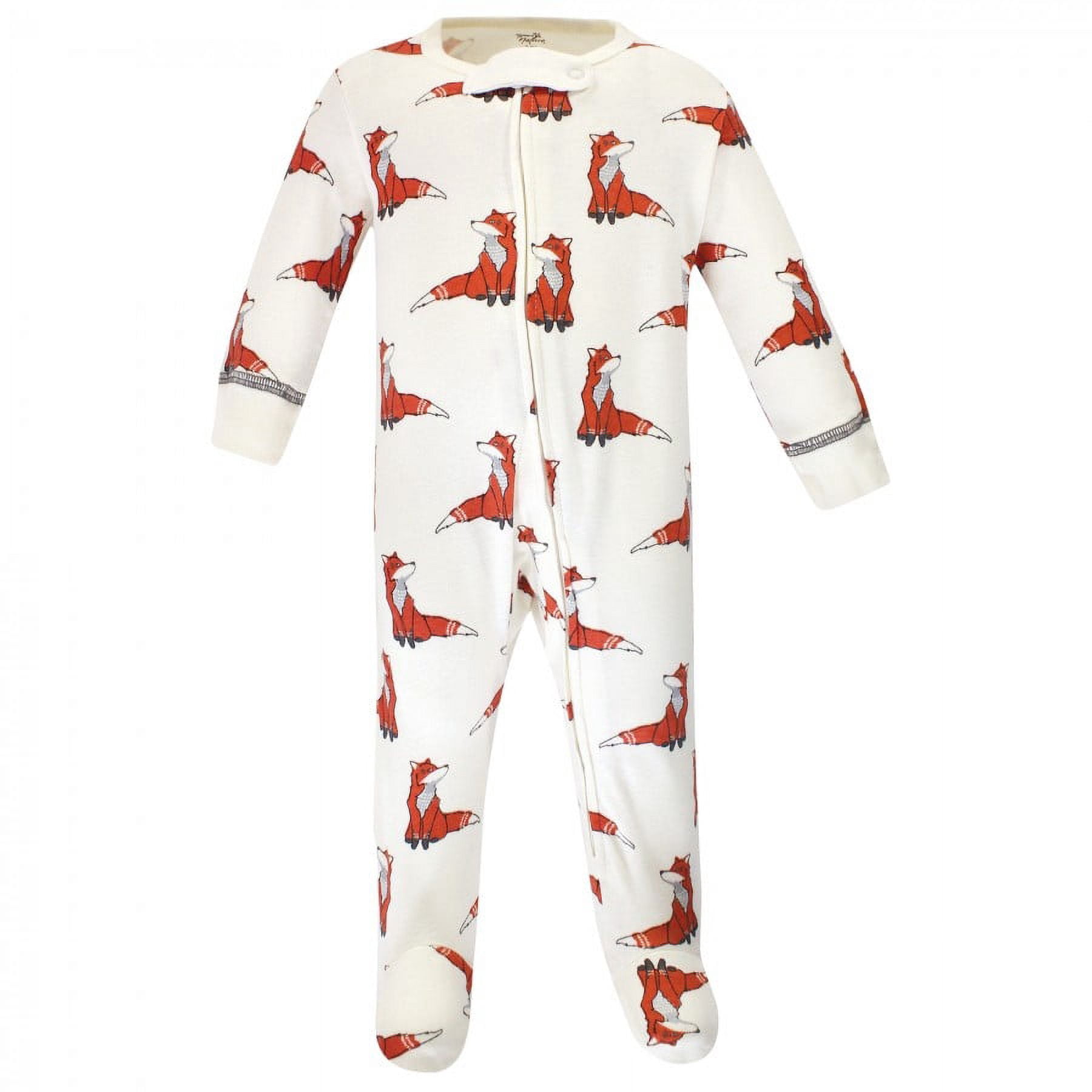 Touched by Nature Baby Boy Organic Cotton Zipper Sleep and Play 3pk, Boho Fox, 3-6 Months