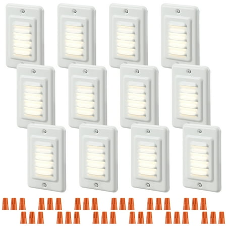 

LEONLITE 12-Pack 120V LED Step Light 3000K Warm White Indoor & Outdoor Stair Lights IP65 Waterproof ETL Listed