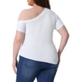 thumbnail image 4 of DARING DIVA Women's Plus One Shoulder Blouse 4X White, 4 of 6
