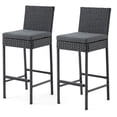 thumbnail image 2 of AVAWING Outdoor Wicker Rattan Bar Stools Set of 2 with Cushion for Lawn, Black, 2 of 7