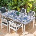 thumbnail image 2 of Boho Blue Flower Table Cloths for 3 Foot Rectangle Tables, Spring Watercolor Country Floral Plant Patio Waterproof Elastic Fitted Tablecloths, Washable Rectangular Table Cover for Camping, 2 of 8