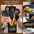 thumbnail image 7 of Kitchen Cooking Utensils Set, 34 pcs Non-Stick Silicone Cooking Kitchen Utensils Spatula Set with Holder, Wooden Handle Silicone Kitchen Gadgets Utensil Set(Black), 7 of 7