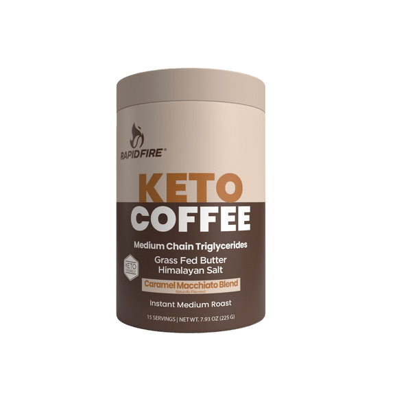Rapid Fire Keto Coffee (7.93 oz) Flavor: Caramel Macchiato, Instant Medium Roast