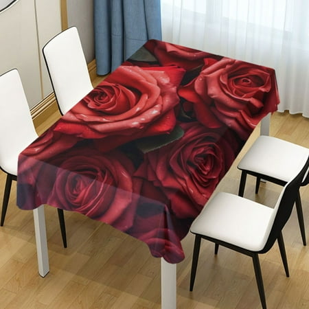 

Ryvnso Red Roses Flowers Rectangle Table Cloth Tablecover Dinning Tablecloth 54 x72