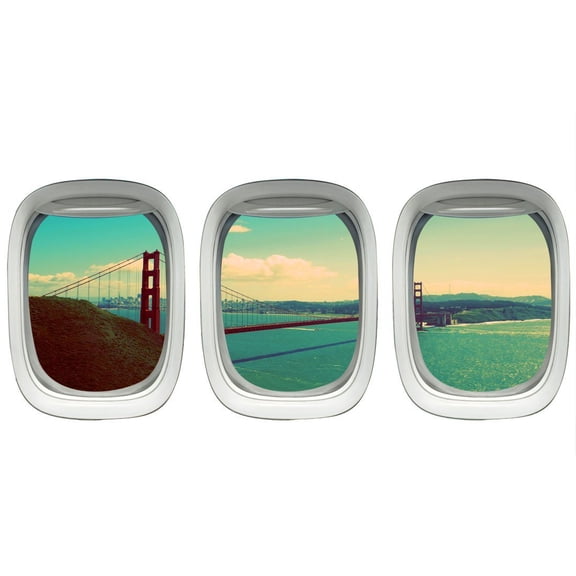 VWAQ Golden Gate Bridge Wall Stickers - Airplane Window Clings Aviation Wall Decal VWAQ-PPW17