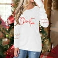 thumbnail image 4 of Birdeem T-Shirt à Manches Longues à Col Rond Imprimé « Merry Noël » pour Femmes, Haut de Travail, 4 of 9
