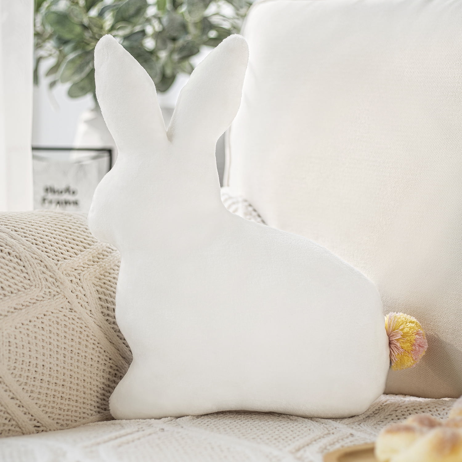 white rabbit pillow