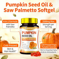 thumbnail image 2 of CARE GIFT Pumpkin Seed Oil 3500mg 4-in-1 with Saw Palmetto, Zinc, Vitamin B6 – Cold Pressed Softgel for Hair, Skin & Heart Health – Non GMO, Gluten Free – 150 Softgels, 2 of 8
