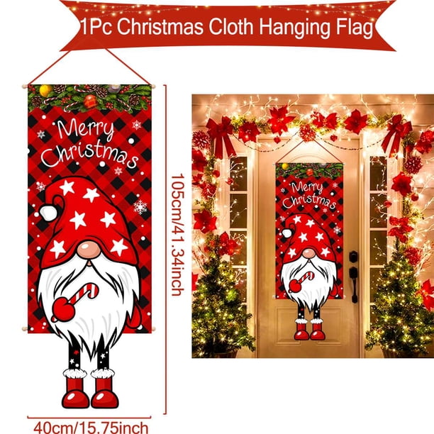 Bandera colgante navideña para puerta de porche, adornos navideños para el hogar 2024, regalos navideños, decoración de Año Nuevo 2025
