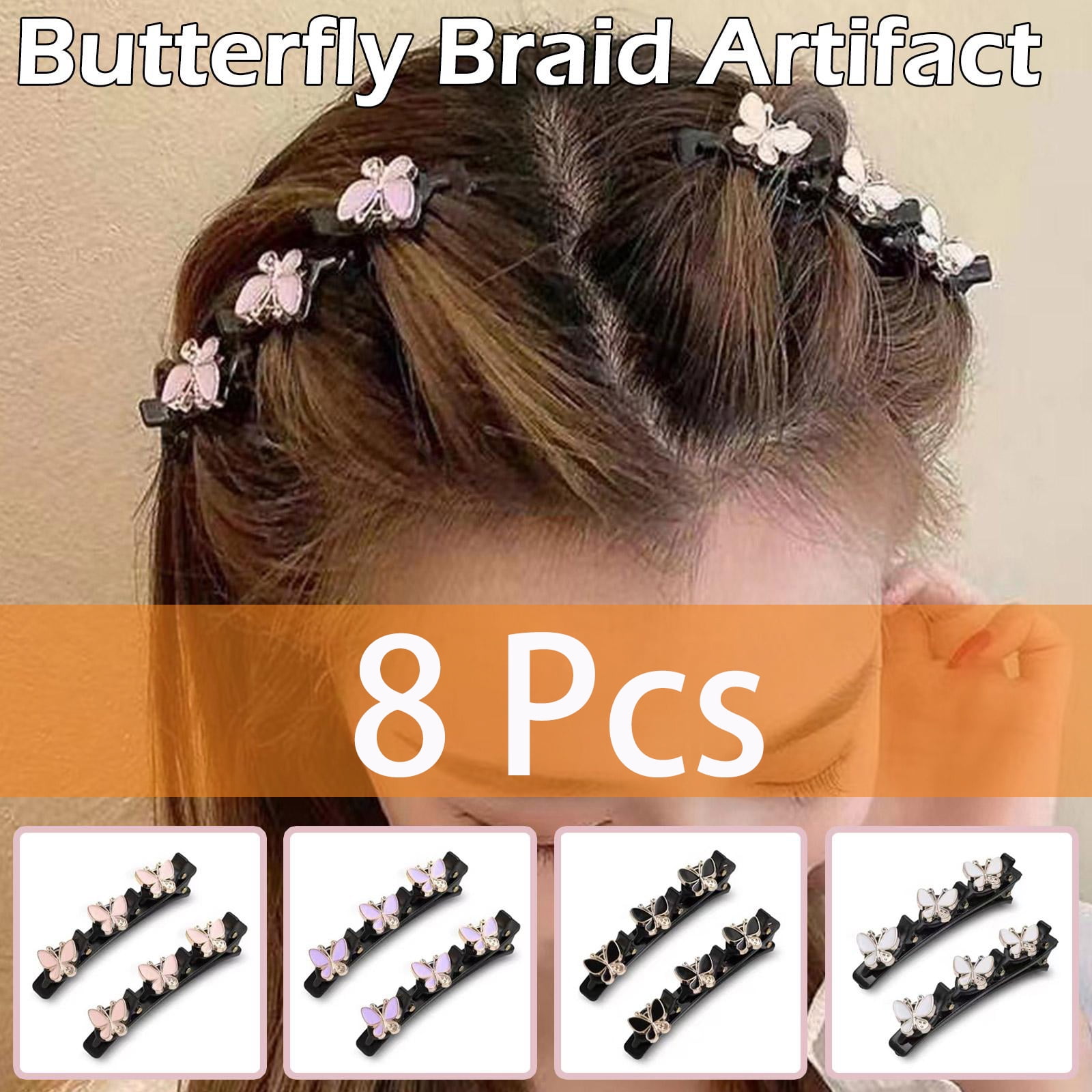 8 Pcs Sparkling Crystal Stone Braided Hair Clips for Women, Braided