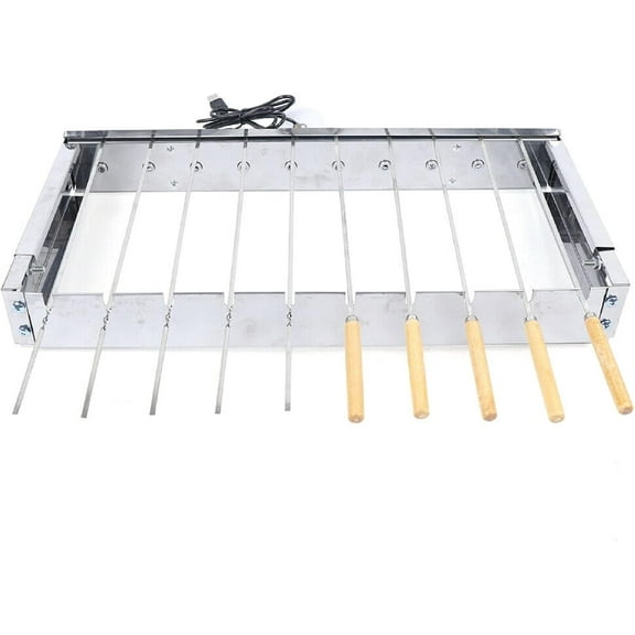 Electric Outdoor Picnic Camping BBQ Grill Stainless Steel Barbecue Grilling Machine 10 Holes Picnic Buffet BBQ Shelf Automatic Rotating 110V US