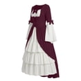 thumbnail image 6 of Ynynloco Women's Renaissance Medieval Costume Victorian Dress Long Sleeve Boho Midi Dress Vintage Square Neck Tiered Ruffle Flowy Pockets Dress, 6 of 7