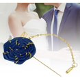 thumbnail image 5 of Rose Brooch Pin Cloth Flower with Gold Leaf Brooch, Lapel for Men Wedding Accessories, 5 of 5