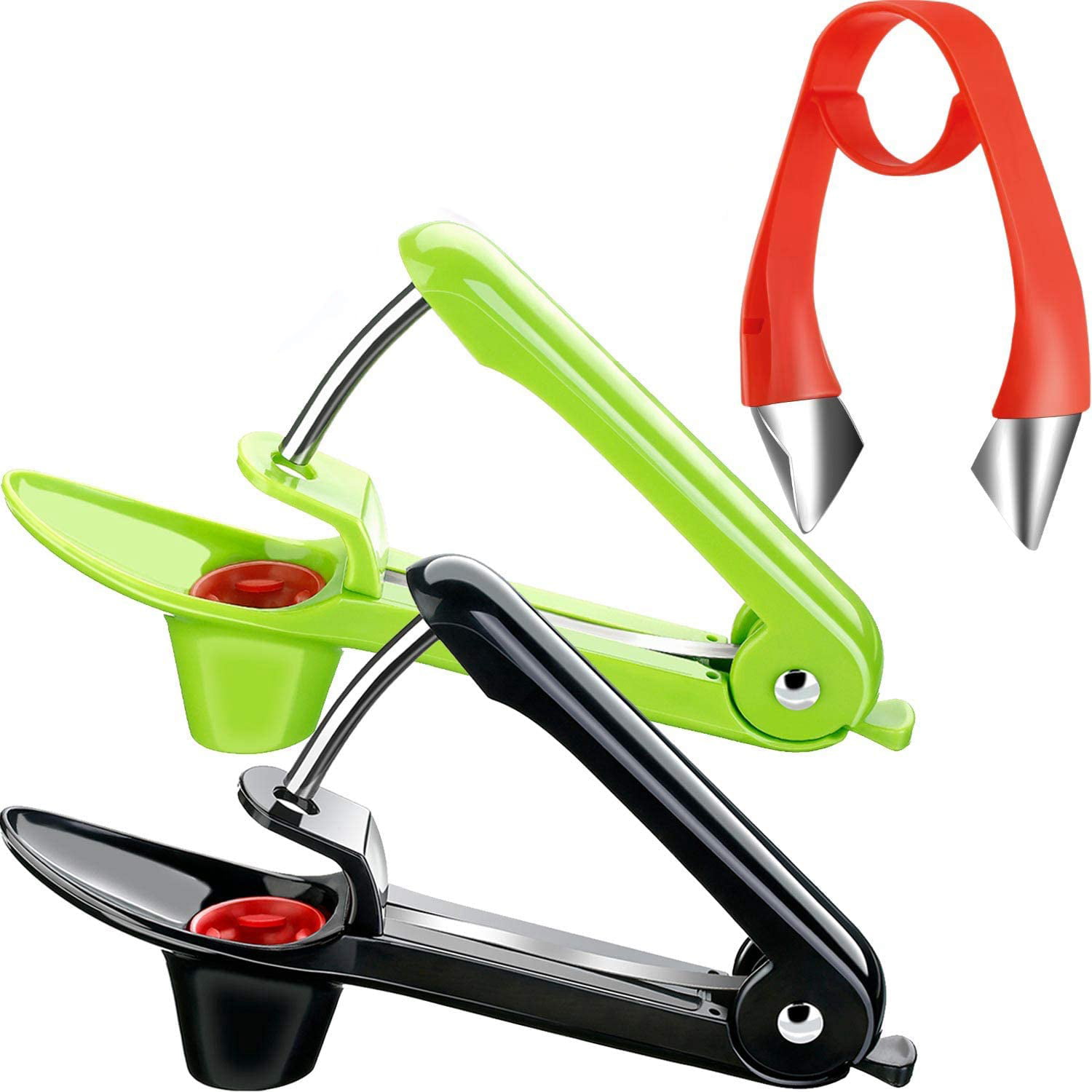2 Pieces Cherry Pitter Remover Handheld Cherry Pitter Stoner and Strawberry Stem Remover Strawberry Huller for Cherry Strawberry Tomato Pineapple and More Fruits 