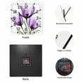 thumbnail image 2 of Purple Tulips Wooden Wall Clock Silent Non Ticking, Green Leaf Country Flower White Botanical Square Wall Clocks Battery Operated, Decor Clock for Home Office, Living Room, Kitchen, 12 Inch, 2 of 9