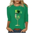 thumbnail image 2 of Meichang T-Shirts Verts pour Femmes T-Shirts de la Saint-Patrick Manches 3/4 Hauts Graphiques Trèfle Chanceux T-Shirts Col Rond Amples Cadeaux de Vacances Blouses Tees, 2 of 4