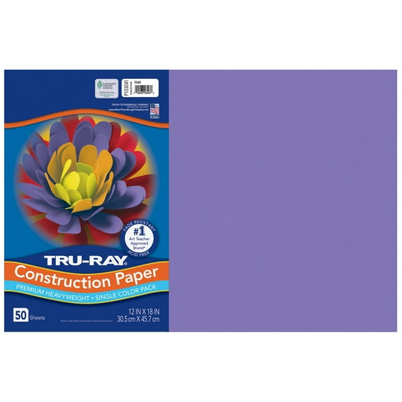 Tru-Ray Construction Paper, Violet, 12" x 18", 50 Ct