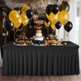 thumbnail image 2 of Black Table Skirt Wrinkle ResistantGreaseproof Thickened Fabric Table Cloth Cover For Rectangle Table 4/6/8ft, 2 of 9