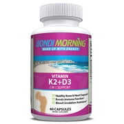 Bondi Morning Vitamin K2 D3 Supplement - High Potency 5000IU Vitamin D3 & 100mg Vitamin K2 (MK7) - for Bone & Heart Health - 60 Vegan Capsules