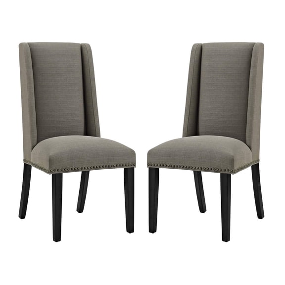 Modway Baron 19.5" Fabric & Wood Dining Chair in Granite Gray (Set of 2)