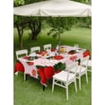 thumbnail image 4 of Outdoor Tablecloths with Umbrella Hole & Zipper, Pink Strawberry 54x80 Inch Tablecloth Rectangle, Spring Floral Watercolor Summer Botanical Waterproof Table Cloth, Patio/Pool/Picnic Table Covers, 4 of 8