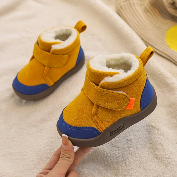 "Quealent Baby Sock Shoes Baby Boy Girl Cozy Bootie Stay On Slipper Winter Warm Gripper Non-Slip Crib Shoes,Yellow 12 Months"