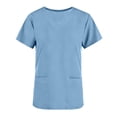thumbnail image 2 of cocolona Womens Plus Size Scrubs Tops Solid Color V Neck Short Sleeve Workwear Uniform T-shirts with Pockets, 2 of 6