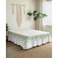 thumbnail image 2 of Green Eucalyptus Bed Skirt King Size 16" Drop Leaf Branch Red Fruit Watercolor Botanical Ruffled Wrap Around Bed Skirts Adjustable Elastic Bedskirt Dust Ruffle for King Size Bed, 2 of 7