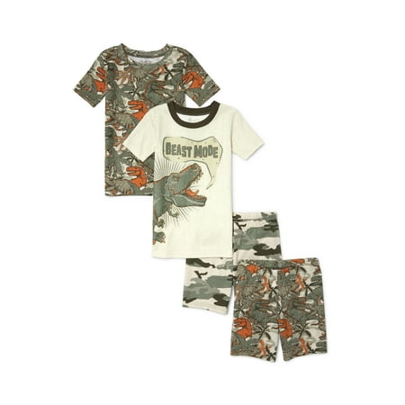 Print Pajama Top - The Children's Place Graphic and print short sleeve tops, and sleep shorts, 4-piece pajama set (little boys & big boys)