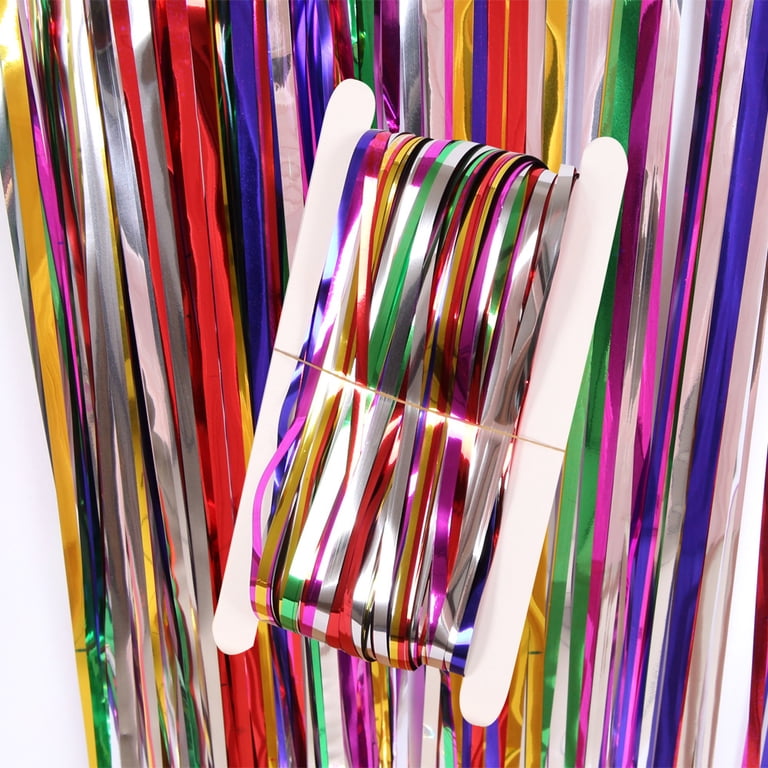 Wopartycolorful Foil Fringe Curtain Backdrop 4 Pack 3 3x6 6