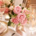 thumbnail image 4 of Artificial Persian Rose Bouquet with 5 Large Blooms and 4 Buds, 12.6 Inches, Light Pink, for Wedding Table Decor, Faux Flower Arrangement, 4 of 5