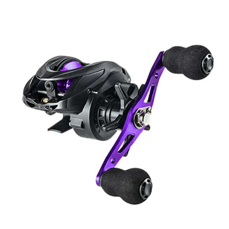 Metal Spool Baitcasting Reel 8kg Drag 6.3/1 Saltwater Wheel (Purple Right), Size: As Shown, Other