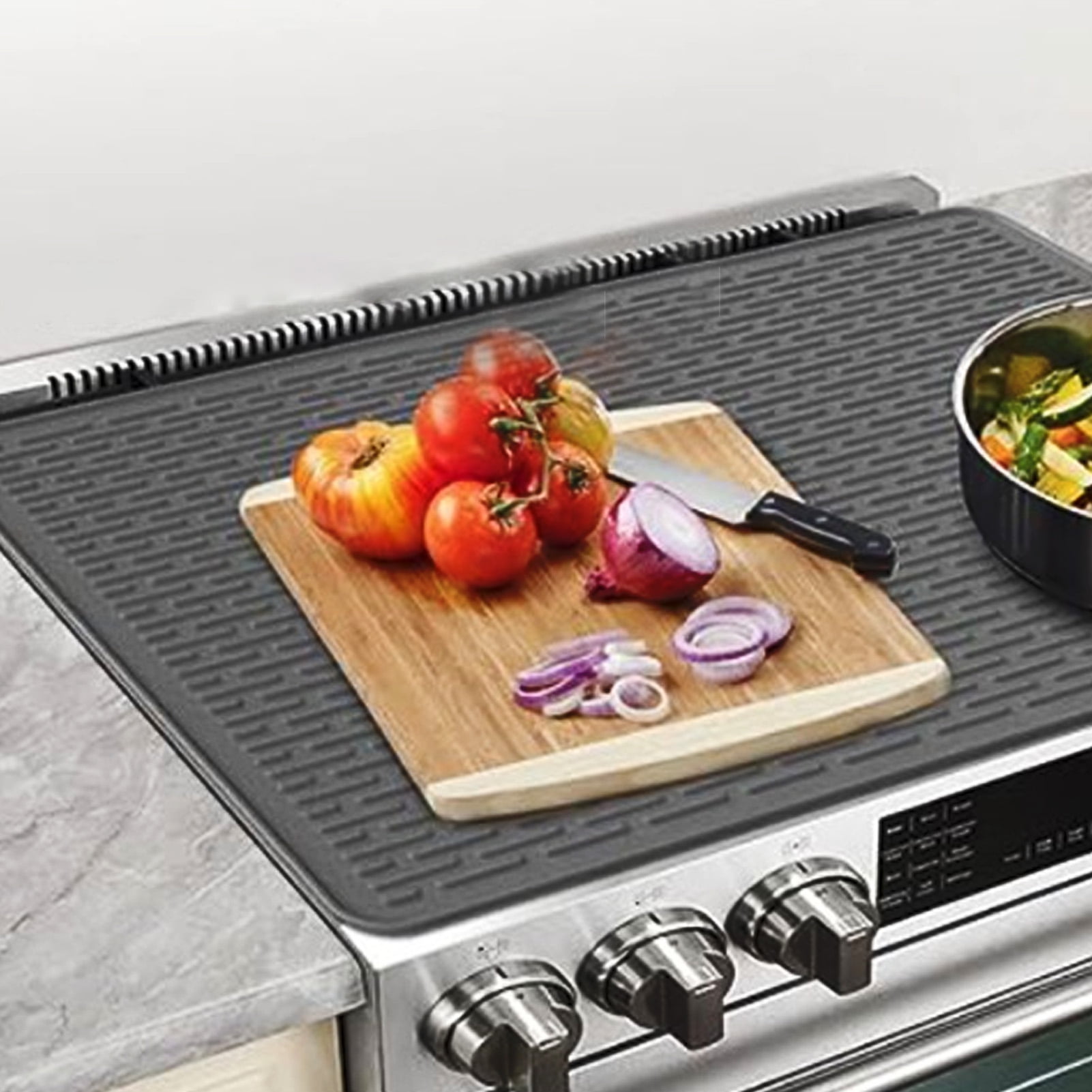 Rupoun Silicone Stove Mat Extra Large Heat Resistant Prevent Scratching Non Slip Silicone Stove Top Protector for Kitchen Black 25.5 x 17.7 inches / 64.8 x 45 cm