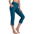 thumbnail image 6 of Tnhcen Women's Pocket Side Slit Capri Yoga Pants High Waisted 7/8 Length Soft Stretchy Active Wear with Pockets for Workout Gym Running Casual Daily, Plus Size S - 2XL, 6 of 9