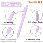 Retractable Pastel Gel Ink Pens, Shuttle Art 11 Pack Black Ink Pens, Cute Pens 0.5mm Fine Point for Writing Journaling Taking Notes