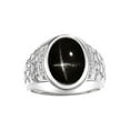 thumbnail image 1 of RYLOS Men's Rings Sterling Silver Nugget Ring with Cabochon Gemstone & Diamonds Black Star Sapphire Rings For Men Size 9, 1 of 7