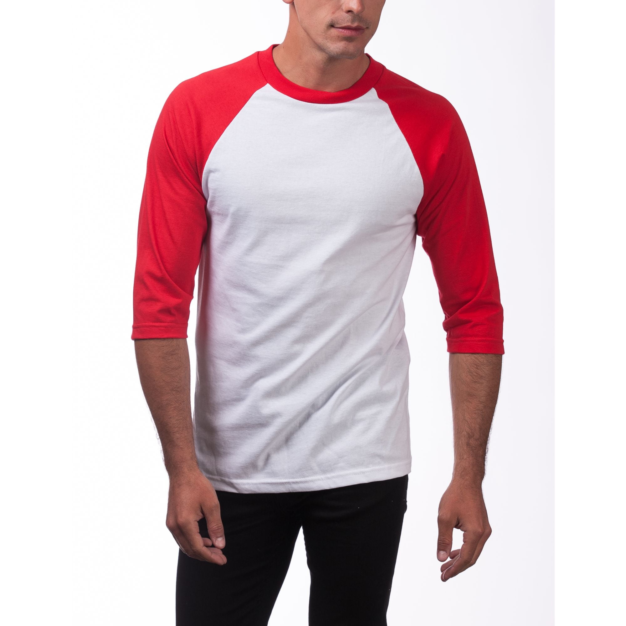 Pro Club Mens 3//4 Sleeve Crew Neck Baseball Shirt