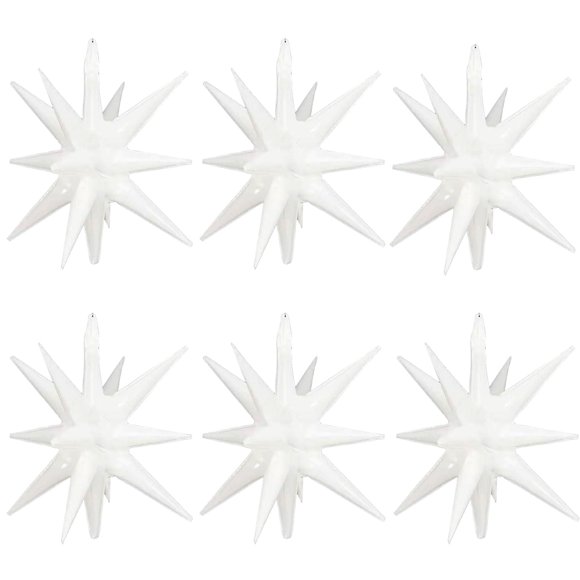 Globos de aluminio ZSYLYTKV White Star de 14 puntas y 22 pulgadas, paquete de 6
